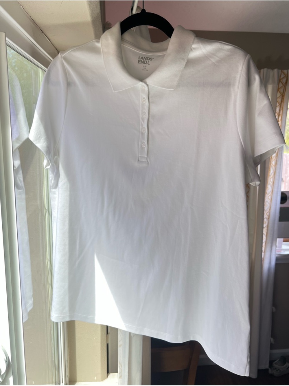 Lands' End White Short-Sleeve Polo